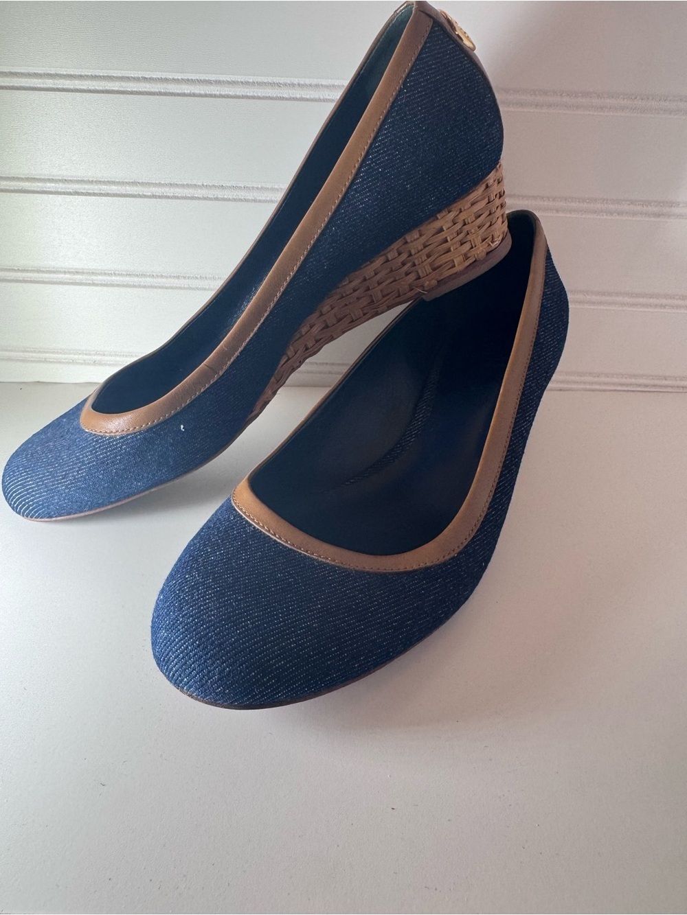 Tory Burch Denim Wedge Pumps - size 10 - Picture 2 of 7